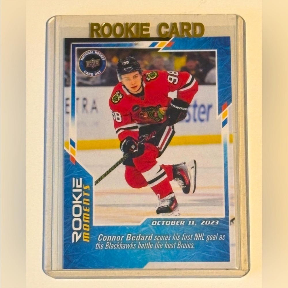 Connor Bedard 2023/24 Upperdeck Chicago Blackhawks Rookie RC Hockey Card - Picture 2 of 2